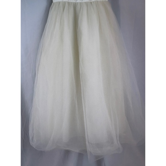 Girls Ivory Satin Tulle Flower Girl Dress Formal Gown Pageant Wedding Party - Picture 3 of 6